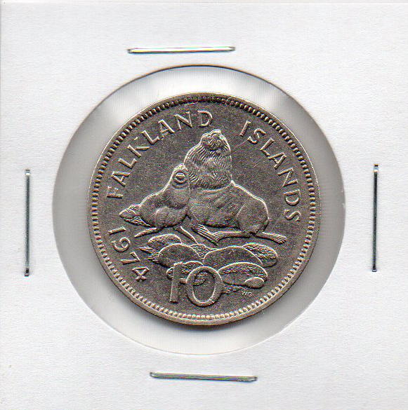 Moeda das Ilhas Falkland 10 Pence de 1974