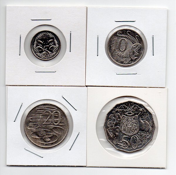 Série de Moedas da Austrália - 5, 10 ,20 e 50 Cents