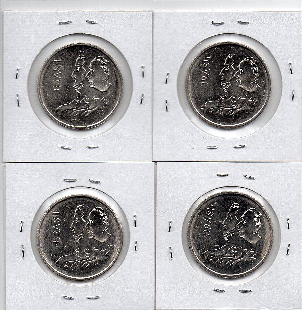 4 Moedas de 1 Cruzeiro de 1972 - Sesquicentenário da Independência do Brasil