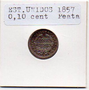Moeda dos Estados Unidos - 1857 - One Dime Prata