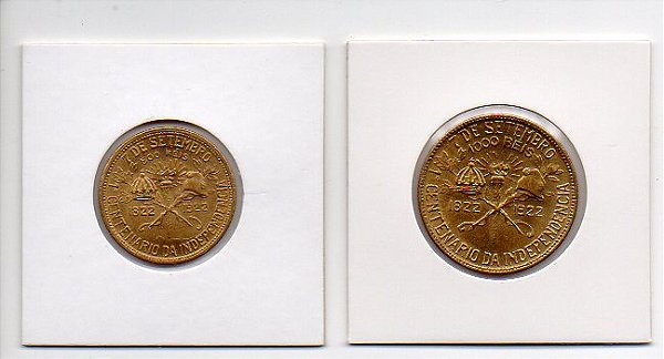 Moeda do Brasil - 500 Réis e 1000 Réis de 1922
