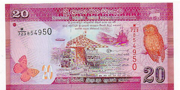 Cédula do Sri Lanka - 20 Rupees