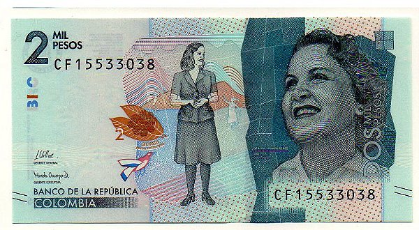 Cédula da Colômbia - 2 mil Pesos