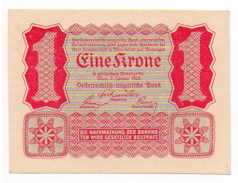 2 Cédulas da Áustria - 1 e 2 Kronen - 1922