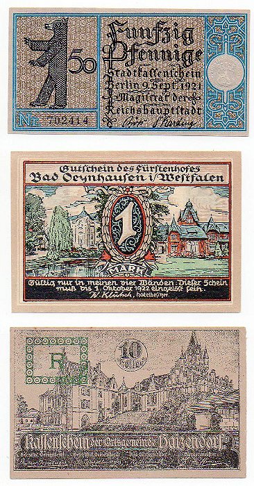 3 Cédulas de Notegeld