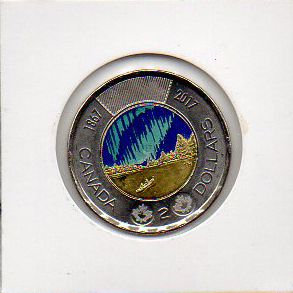 Moeda colorida do Canadá - 2 Dollars - 2017