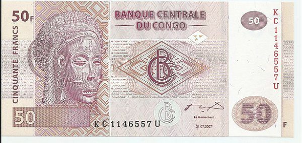 Cédula do Congo 50 Francos