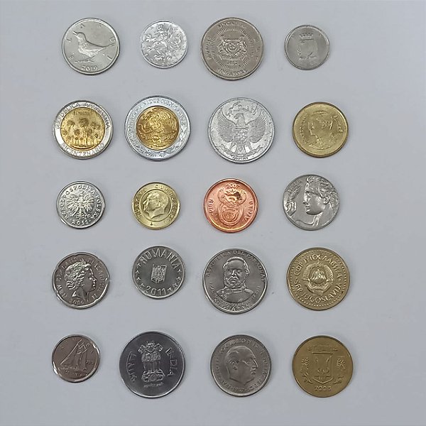 Lote com 20 moedas estrangeiras diferentes - lote 2