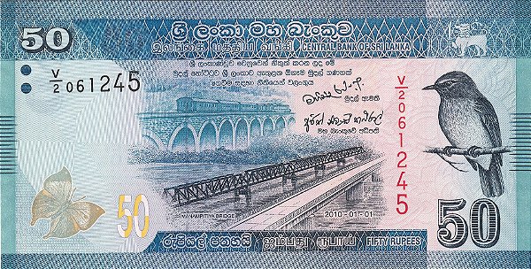 Cédula do Sri Lanka - 50 Rupees