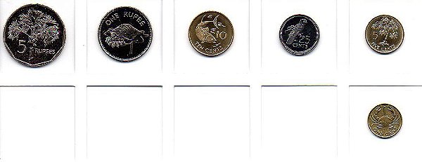 Set Moedas de Seychelles - 6 moedas