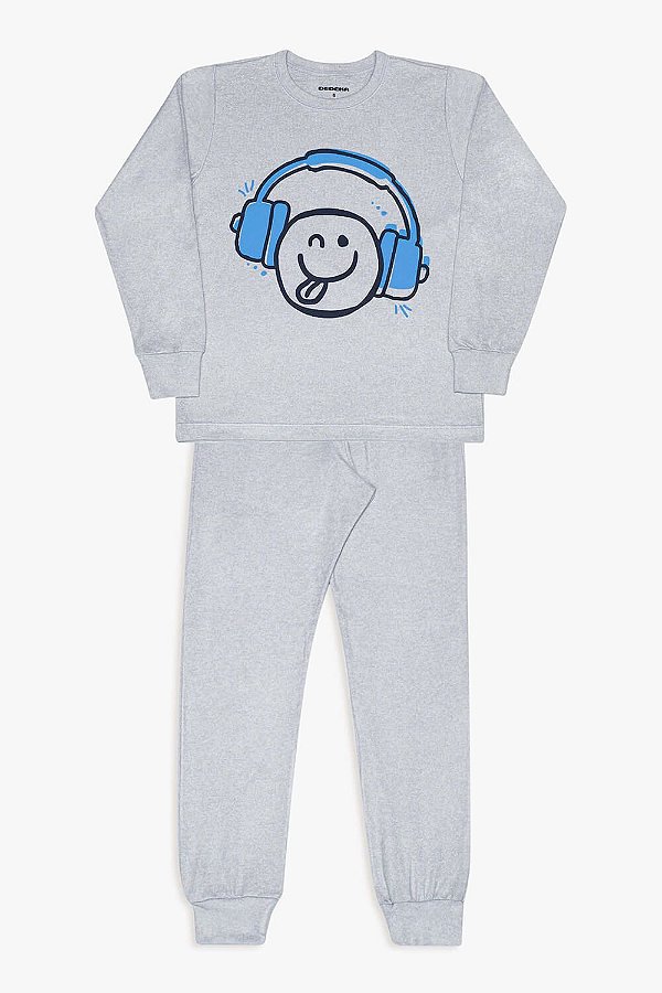 Pijama Infantil Dedeka Melange Masculino Toque Super Macio Emoji