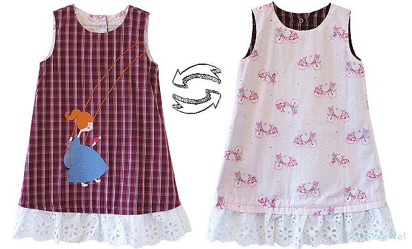 vestido dupla face infantil