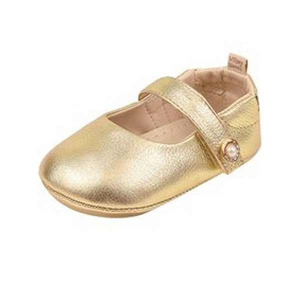 Sapatilha Dourada Infantil Bailarina Couro - Babo Uabu