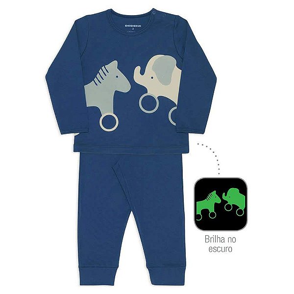 Pijama Infantil Dedeka 100% Algodão Suedine Menino Passos Azul-marinho  Elefante e cavalinho - Kids na Net - A sua Loja online de Produtos Infantis  e bebês