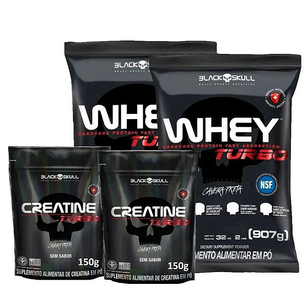 2 Whey Turbo e 2 Creatinas turbo - Black Skull