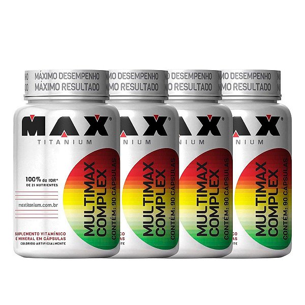 4x Multimax Complex (90 caps.)- MAX TITANIUM - Hiper Pump Suplementos