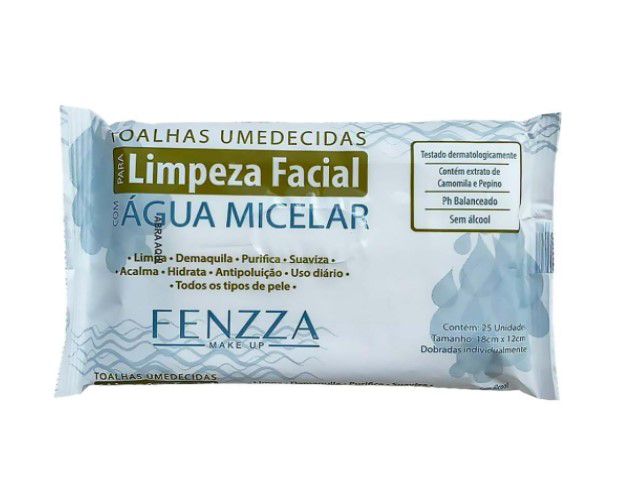 Toalhas Umedecidas para Limpeza Facial  com Água Micelar - Fenzza