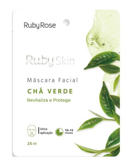 Máscara Facial de Tecido Chá Verde Skin - Ruby Rose Hb704