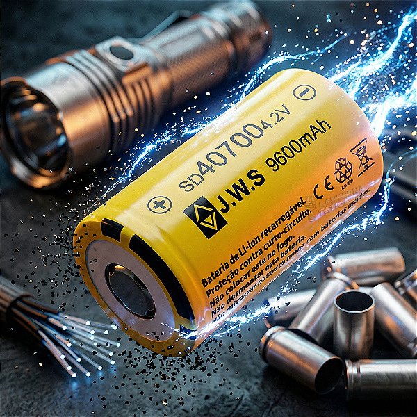 Bateria 40700 Para Lanterna Tática de LED Colossus 3.7V a 4.2V GOLD Blindada Não Vicia Original com NF