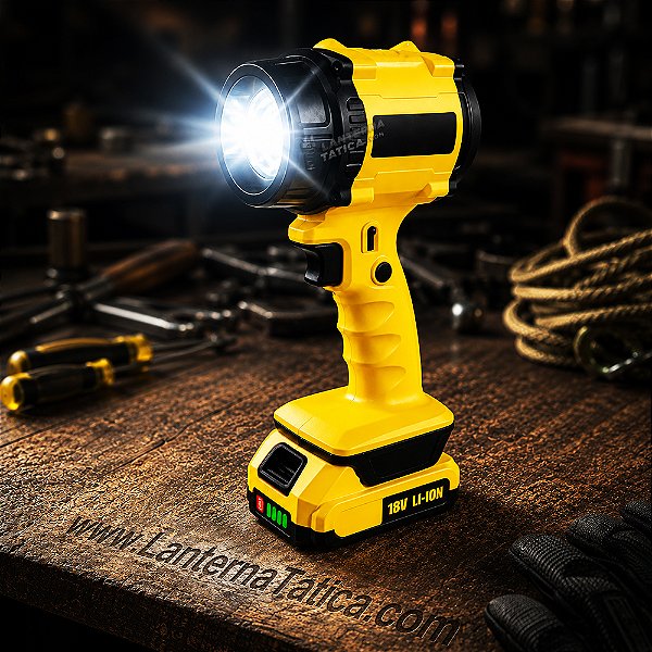 Lanterna Holofote de Trabalho PowerGrip 18V Super Potente Bateria 18V Longa Duração Estilo Parafusadeira
