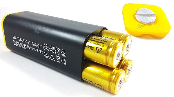 Case De Bateria Para Farol De Bike E Lanternas De Cabeça Com Saída USB para recarga de celular