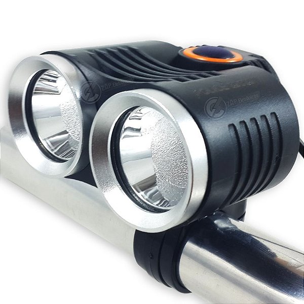 Kit Farol Para Bicicleta 540.000 Lumens Double LED T6 + Sinalizadores Frontal e Traseiro