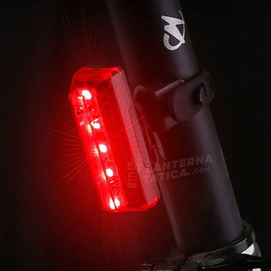 Lanterna Sinalizador Traseiro Para Bicicleta Potente Com 5 LEDs Bateria Recarregável Resistente a Chuva