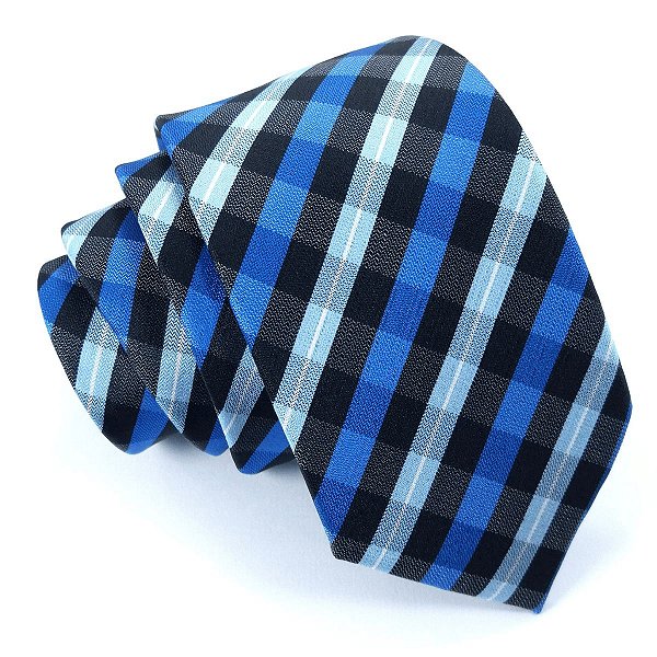 Gravata Slim Xadrez Azul Linha Elegante - O Gravateiro - Gravatas,  Acessórios e Moda Masculina