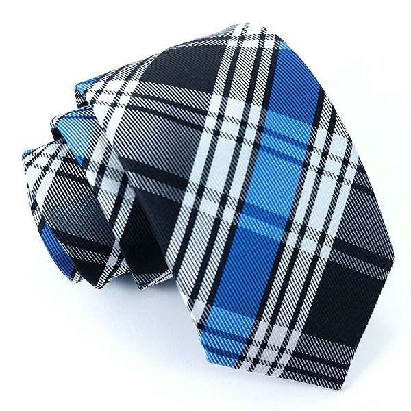 Gravata Slim Xadrez Azul Algodão Premium - O Gravateiro - Gravatas,  Acessórios e Moda Masculina