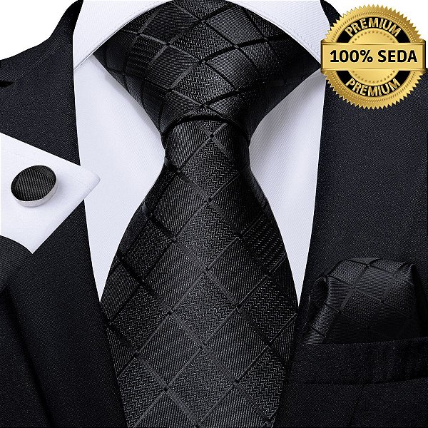 Gravata de Seda Preta Quadriculada Executiva - O Gravateiro - Gravatas,  Acessórios e Moda Masculina