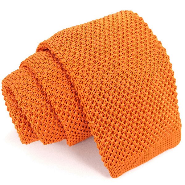 Gravata Slim Crochê Tricô Laranja