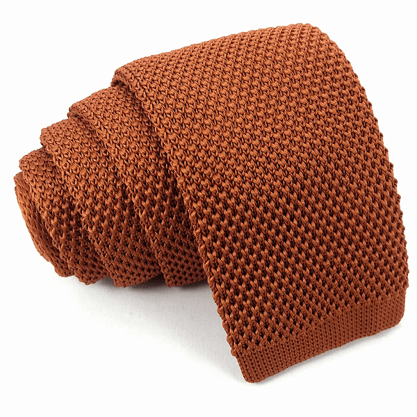 Gravata Slim Crochê Tricô Terracota Luxo