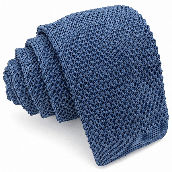 Gravata Slim Crochê Tricô Azul Petróleo