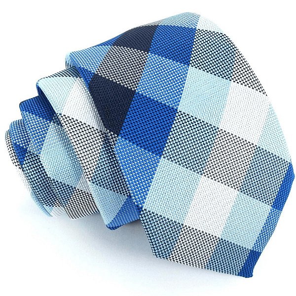 Gravata Slim Xadrez Azul Design Italiano - O Gravateiro - Gravatas,  Acessórios e Moda Masculina