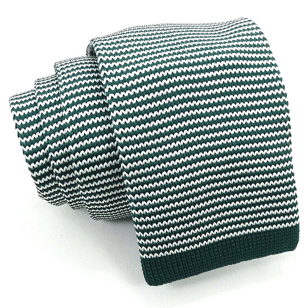 Gravata Slim Crochê Tricô Verde Listrada