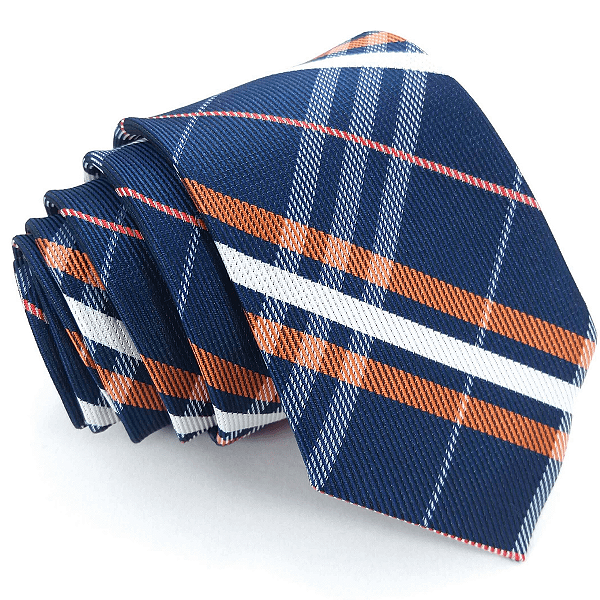 Gravata Slim Xadrez Azul Luxo