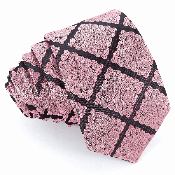 Gravata Slim Xadrez Rosa Premium