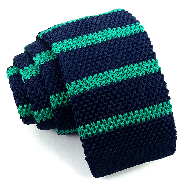 Gravata Slim Crochê Tricô Verde Listrada