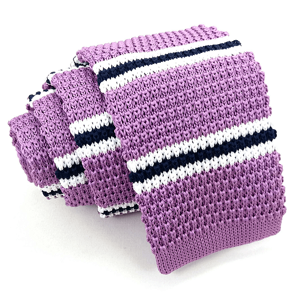 Gravata Slim Crochê Tricô Lilás Lavanda