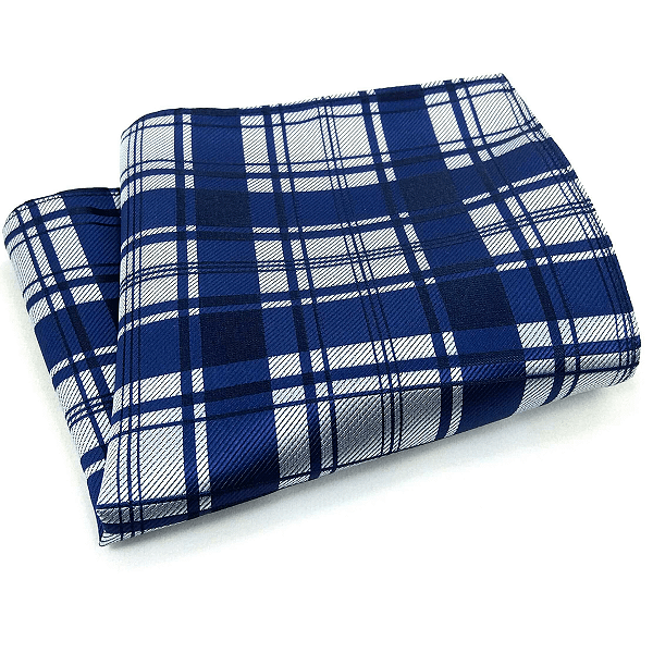 Lenço de Bolso Masculino Social Azul Xadrez