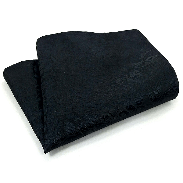 Lenço de Bolso Masculino Social Preto Trabalhado