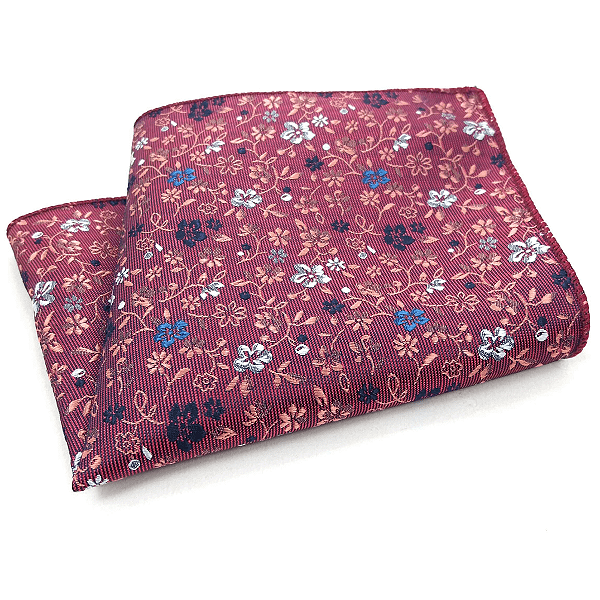 Lenço de Bolso Masculino Social Floral Vermelho