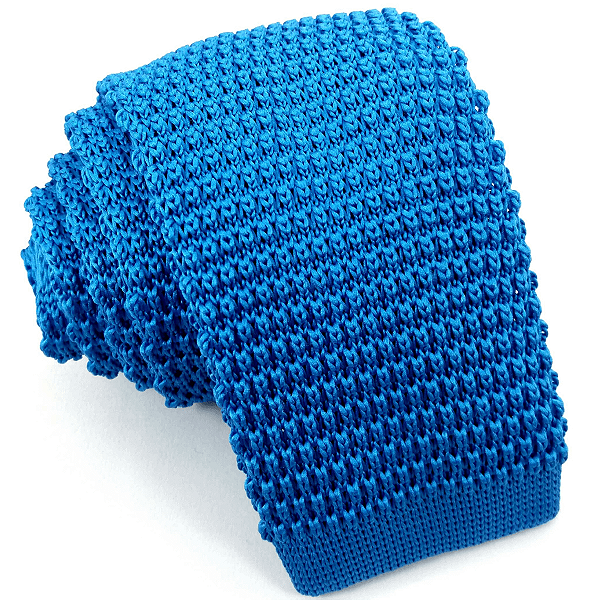 Gravata Slim Crochê Tricô Azul