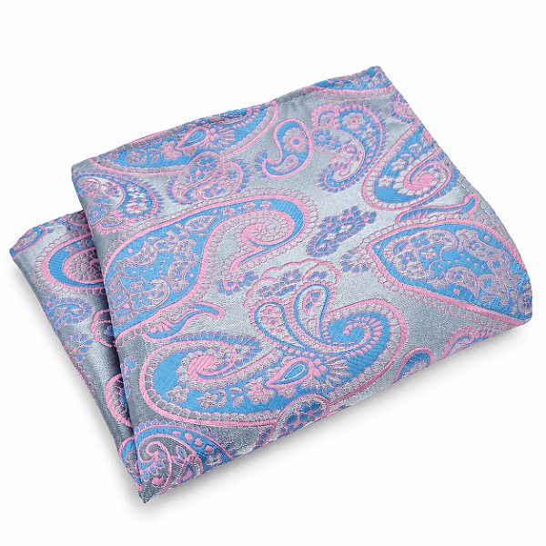 Lenço de Bolso Masculino Lilás Lavanda Paisley