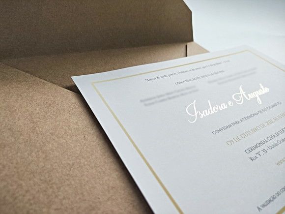 Convite Casamento KRAFT Rústico COM METALIZADO