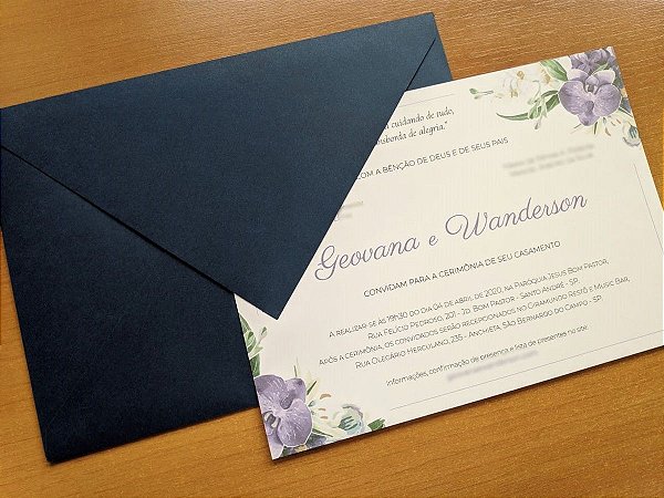 Convite Casamento C/ Envelope - Bellagi Convites