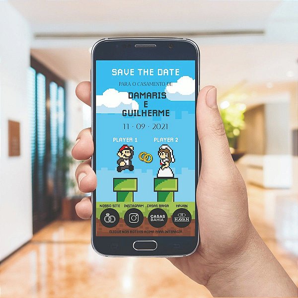 Convite De Casamento Digital / Virtual Interativo Mario Bros