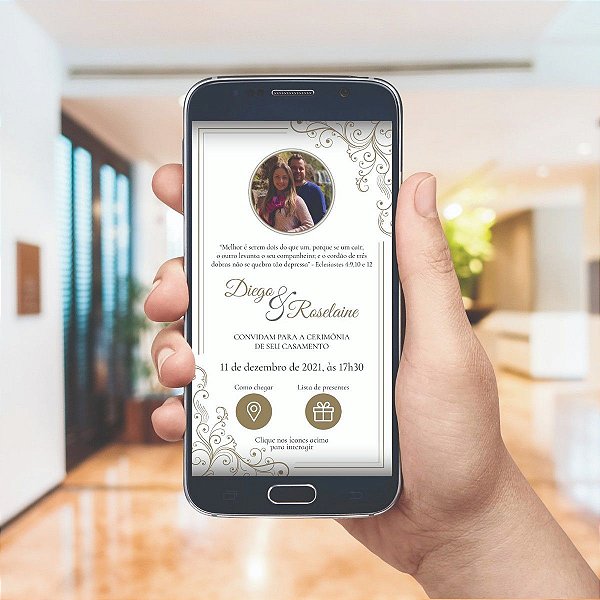 Convite De Casamento Digital / Virtual Interativo Com Foto - Bellagi  Convites