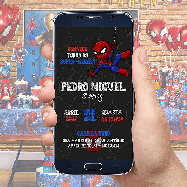 Convite Digital / Virtual Aniversario Homem Aranha