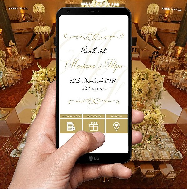 Convite De Casamento Digital / Virtual Clássico Interativo